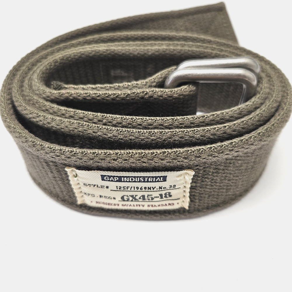 GAP Belt Cotton Web Olive Silver Tone Utility GX45-18 Industrial 40 Inch